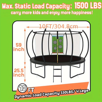 Outdoor Trampoline with Safety Enclosure Net Football Toss Game 8 10 12 14FT Round Backyard Trampoline for Kids Adults Indoor Outdoor Party
