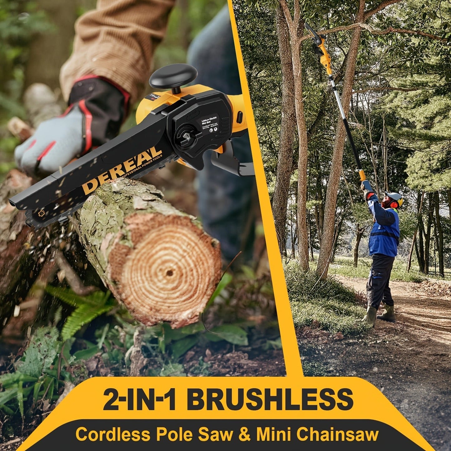 Telescopic Pole Saw Cordless Folding 6-Inch Electric with Compact Design, Battery-Powered Tree Pruner for Garden Pruning