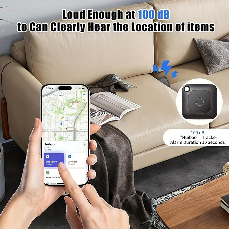 Round Bluetooth Item Finder in One-, Two- or Four-Pack Black Options with 1.43-Inch Case and Key Ring