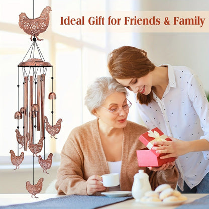 Wind Chime Outdoor Chicken Farmhouse Decor – Aluminum Tube Soothing Sound Garden Porch Patio Hanging Ornament