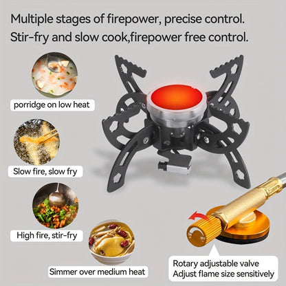 Infrared Camping Stove REDSUN FD1/FD3, 3.0kW Windproof Portable Gas Stove with Collapsible Stand & EVA Case