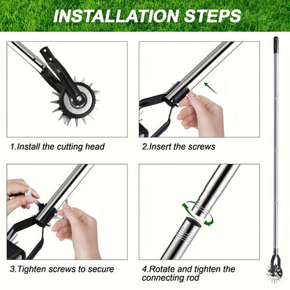 Wheeled Lawn Edger Manual Rotary Trimmer with 3/4-Section Stainless Steel Handle – Walk-Behind Grass Edger for Sidewalk