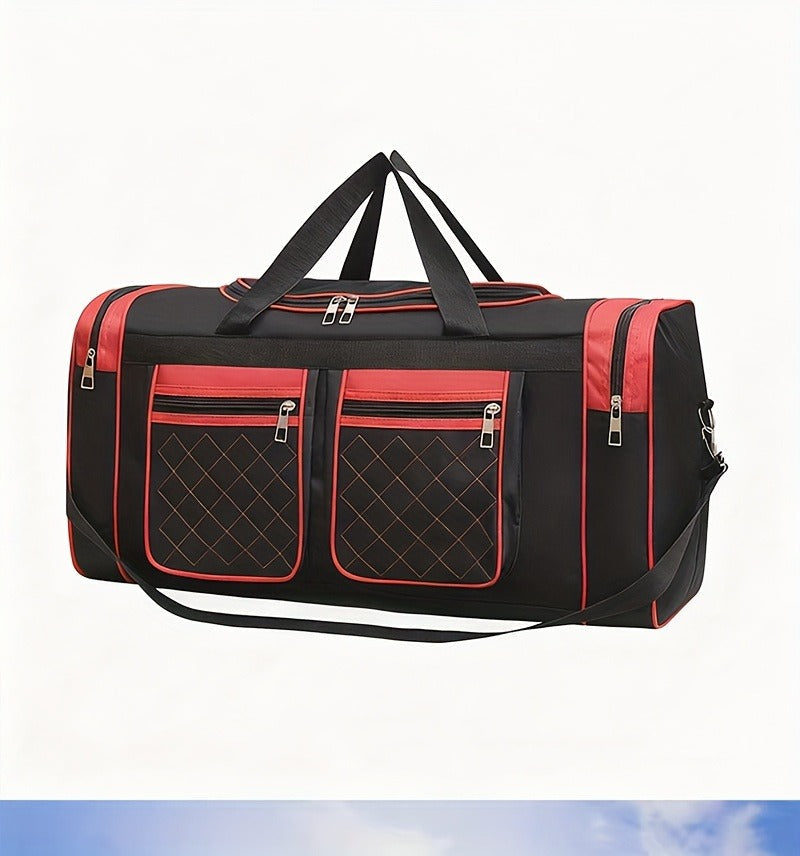 Gym Duffel Bag Large Capacity Travel Bag for Men Women Heavy Duty Polyester Multi Pocket Adjustable Shoulder Strap Zipper Closure