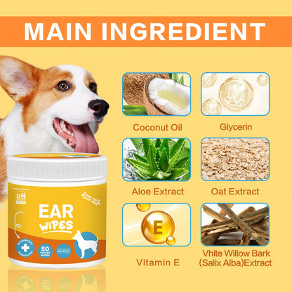Pet Cleaning Wipes for Dogs & Cats – Ear Wipes Eye Wipes Dental Wipes Teeth Cleaning Kit, Soothing Deodorizing Itch Relief Coconut Scent