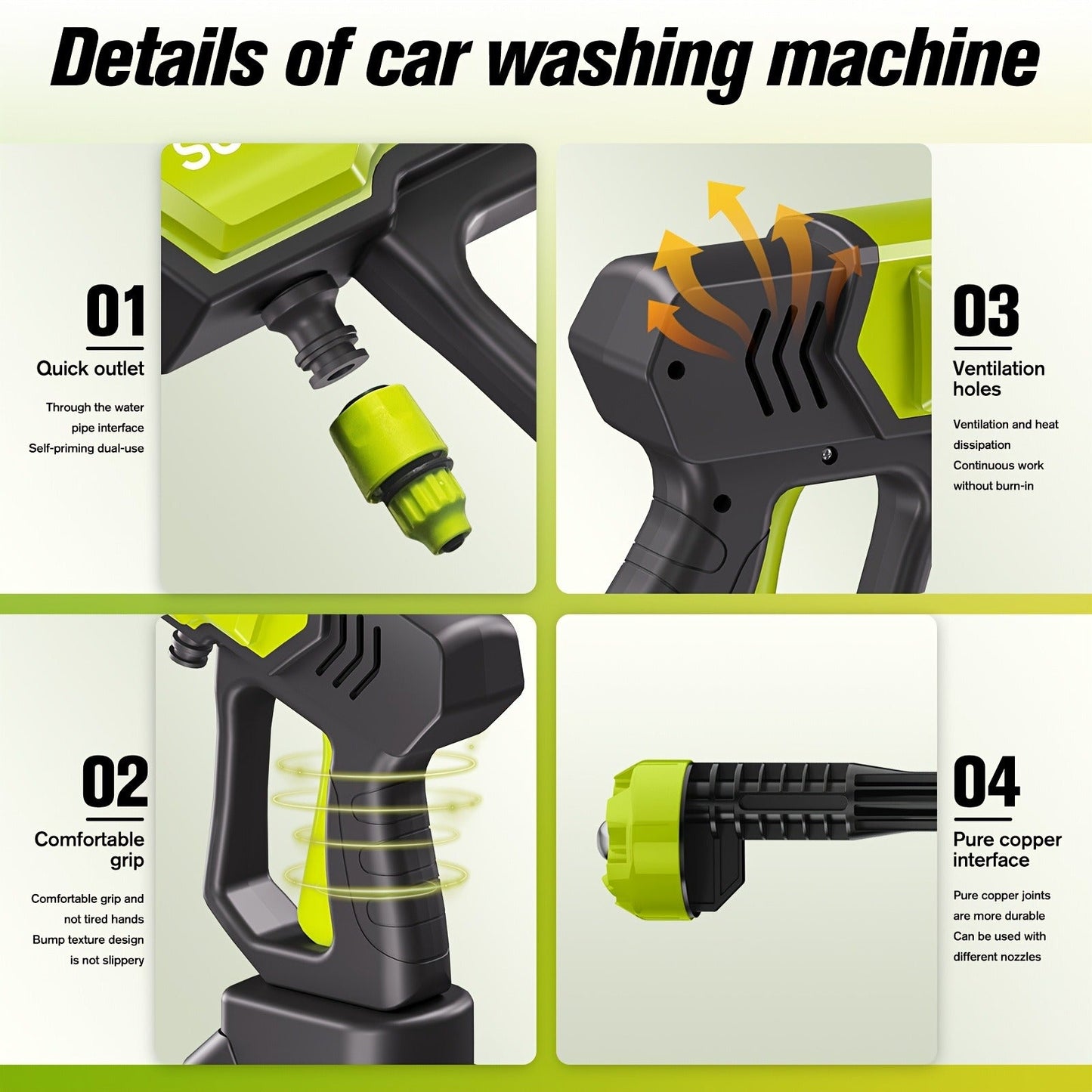 Cordless Pressure Washer Battery Powered Portable Car Wash Gun High Pressure Cleaner for Cars Yards for Garden, Patio and Yard Use