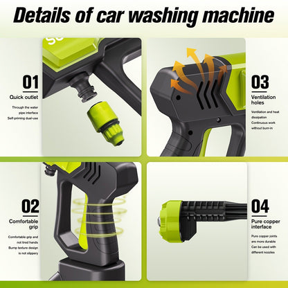 Cordless Pressure Washer Battery Powered Portable Car Wash Gun High Pressure Cleaner for Cars Yards for Garden, Patio and Yard Use