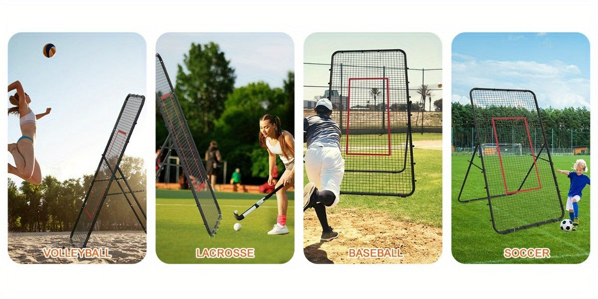 Volleyball Rebounder Net 7x4ft Adjustable Angle – Portable Steel Frame Training Rebounder with High-Tension PE Netting & 24 Elastic Cords