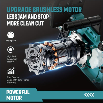 Cordless Brushless Chainsaw with 6- or 12-Inch Bar, One- or Two-Battery Kits in Purple, Green, Teal or Yellow
