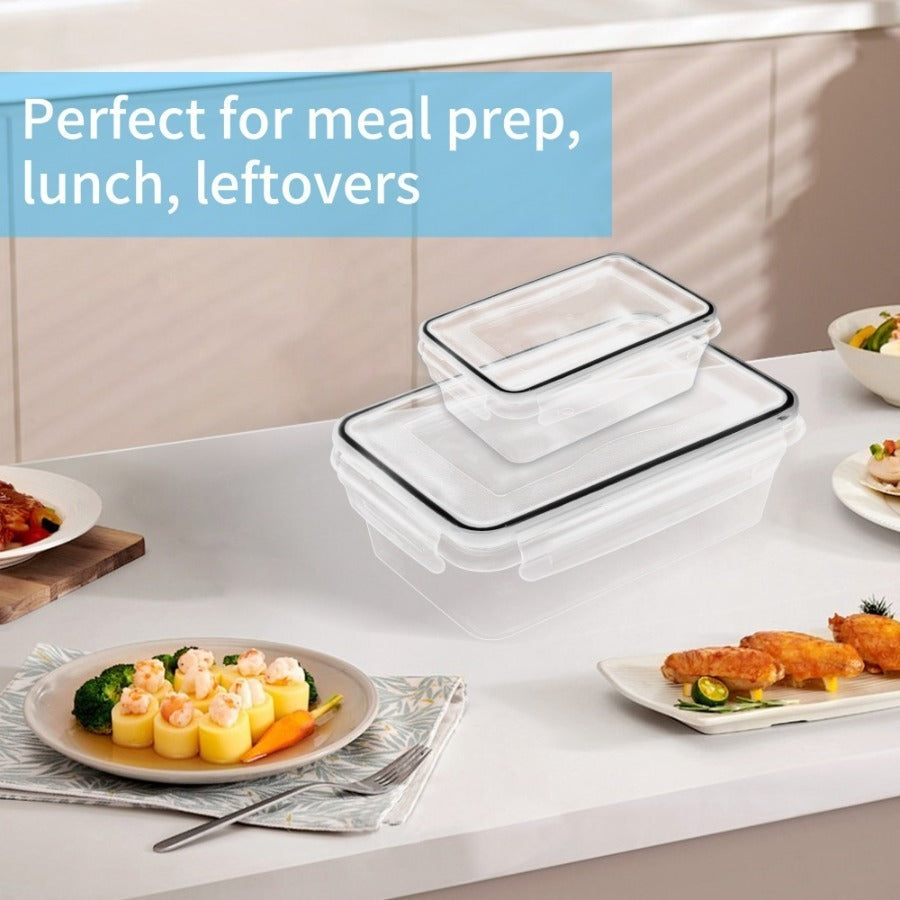 Food Storage Containers with Lids, Set with 12, 20 or 24 Clear Boxes, Locking Lids and Microwave, Dishwasher and Freezer Use