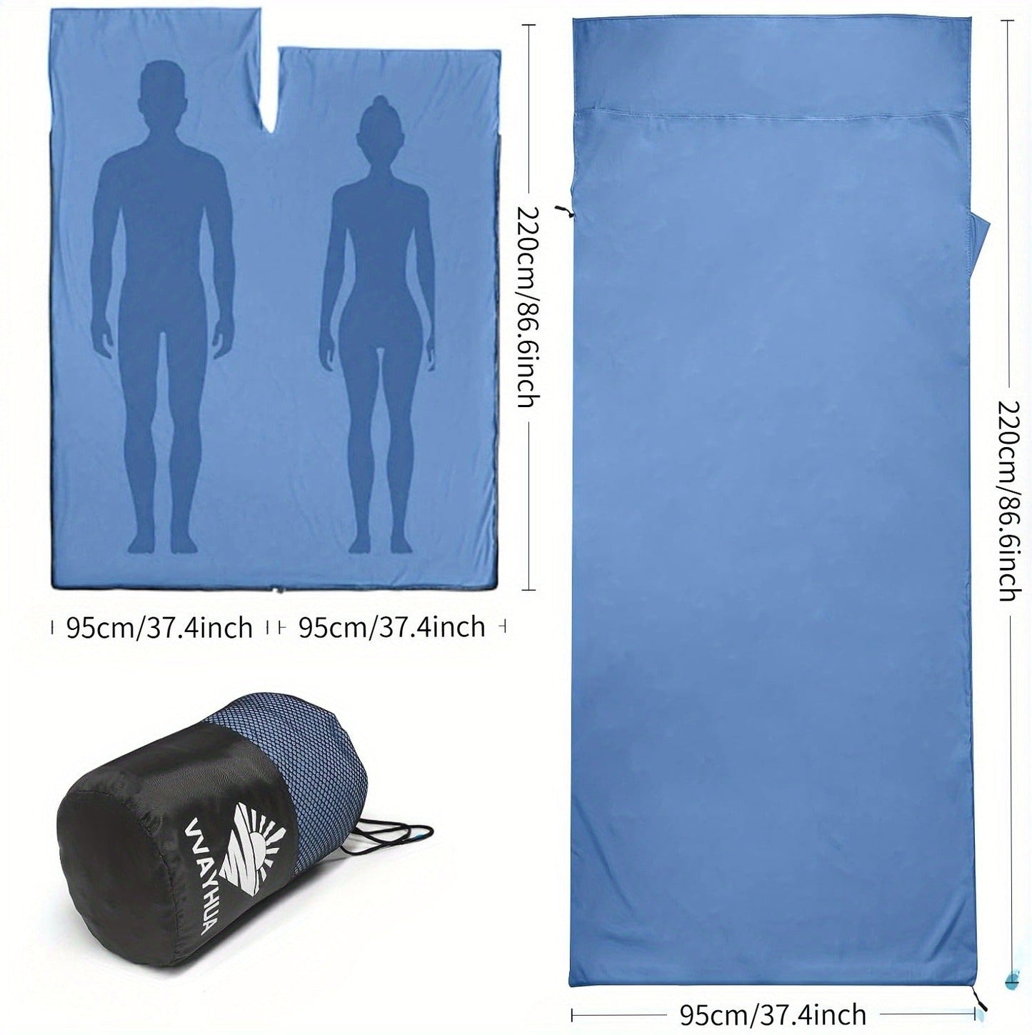 Sleeping Bag Liner for Adults – Two-Way Zipper Sleep Sack with Foot Exposure, Lightweight Portable Travel Sheet for Camping, Hiking