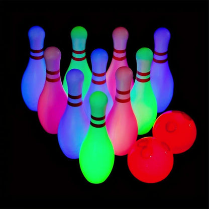 Glow in the Dark Bowling Set for Kids – 10 Pins & 2 Balls Indoor Outdoor Game Boys Girls Birthday Gift