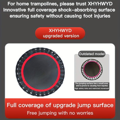 Mini Trampoline 40 Inch Collapsible Fitness Rebounder 660LBS Capacity, Adjustable Foam Handle Bars, Durable Elastic Straps & Thick Steel