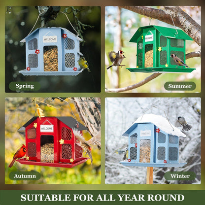 Metal Bird Feeder for Outside – 4 Lbs Large Capacity Hanging Wild Bird Feeder, for Garden, Yard and Pest Management