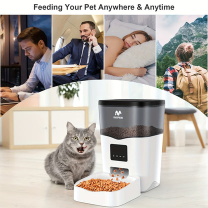 Smart WiFi Automatic Pet Feeder 101oz – App Control, Up to 10 Meals Per Day, HD Camera Option with 2.4G & 5G, Voice Assistant Compatible