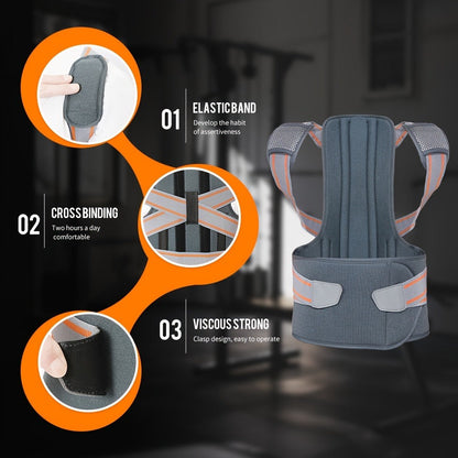 Full-Back Posture Brace with Dual Elastic Straps, Support Panels and S–XXL Size Options for Daily Wear