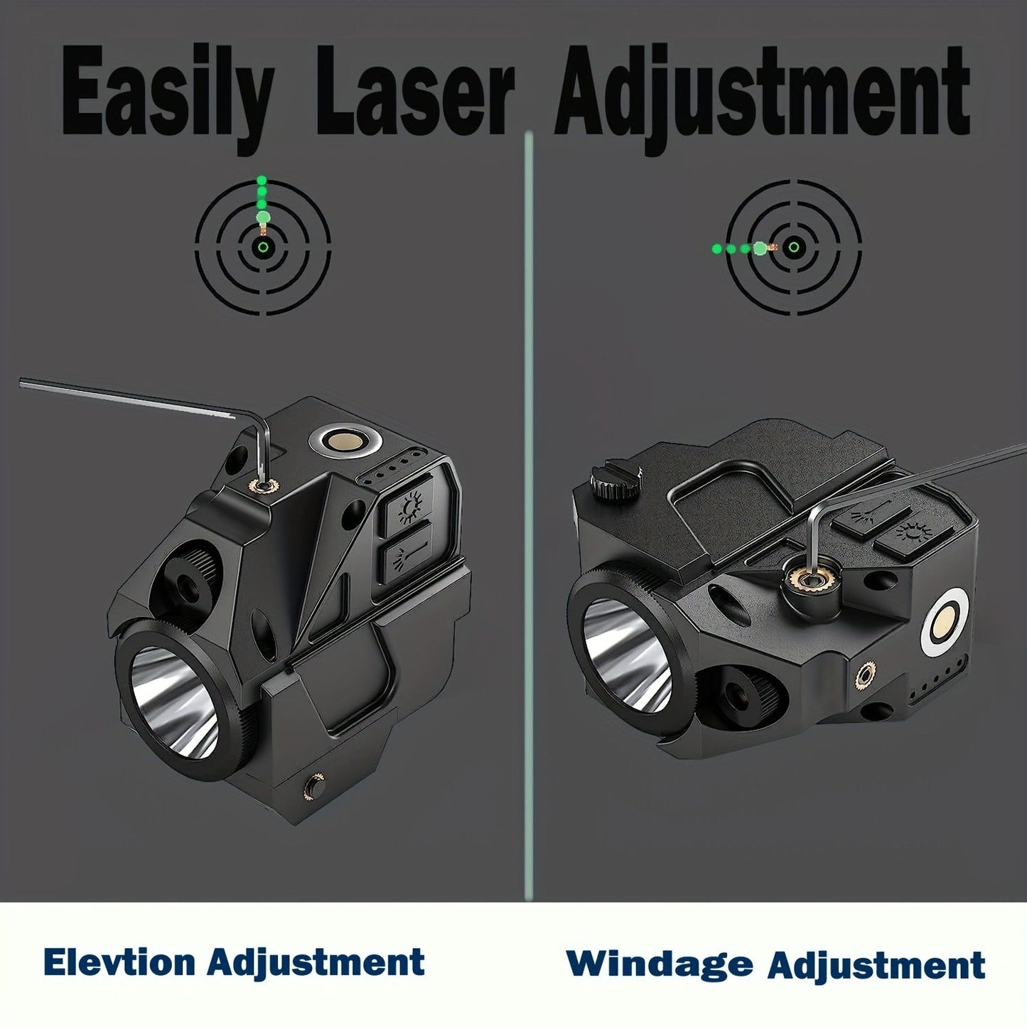 Tactical Green Laser Sight with LED Flashlight Combo – USB Rechargeable, Picatinny Rail Mount, Ambidextrous for Pistols, Rifles & Airguns