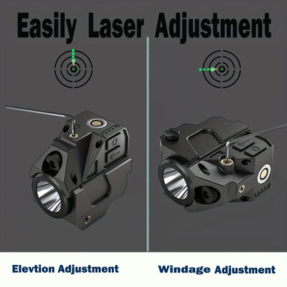 Tactical Green Laser Sight with LED Flashlight Combo – USB Rechargeable, Picatinny Rail Mount, Ambidextrous for Pistols, Rifles & Airguns