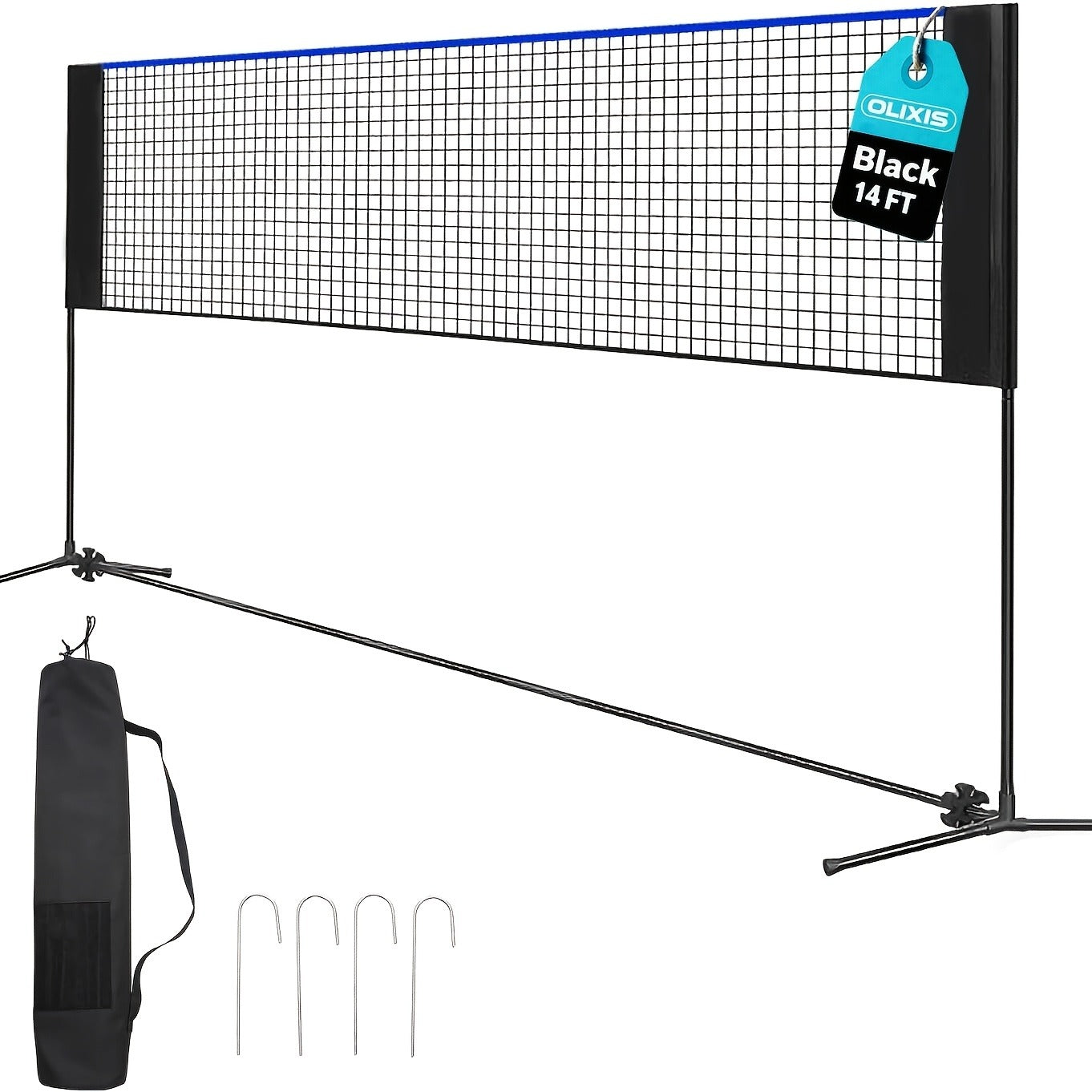 Badminton Volleyball Net Portable Adjustable Height 10ft 14ft 17ft Weather-Resistant Outdoor Indoor Backyard Pool Court Net with Carry Bag