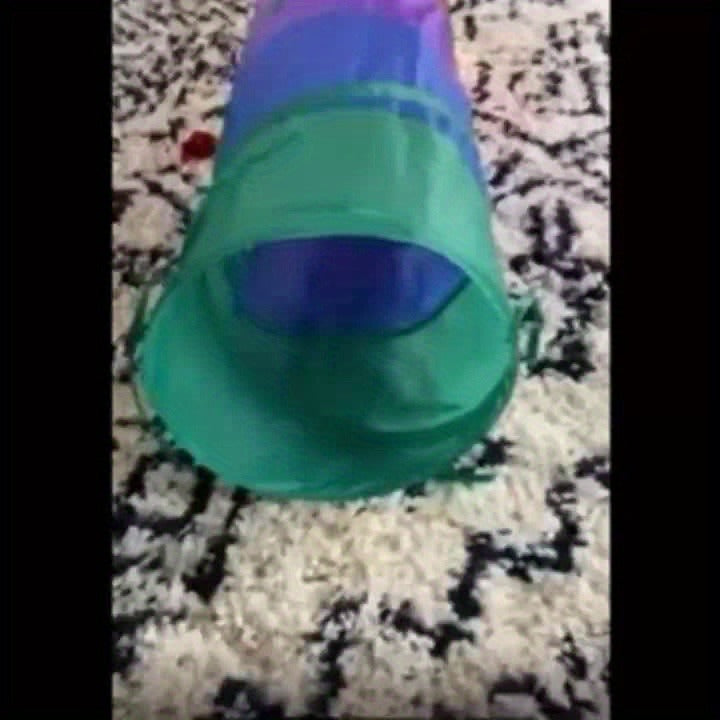 Collapsible Cat Tunnel Toy – Foldable S-Shaped & 3-Way Tube with Ball & Peek Holes, Rainbow Colors, Connectable Cat Play Tunnel for Indoor