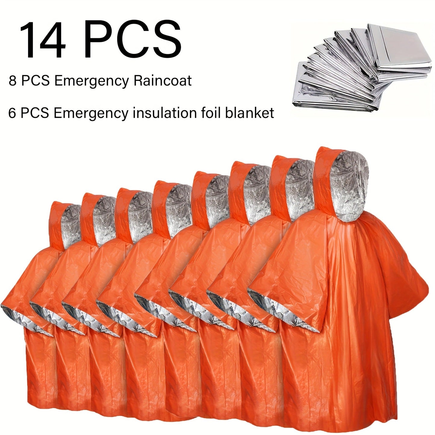 Emergency Rain Poncho 4 Pack & 14 Pack – Retains 90% Body Heat, Reusable Waterproof Raincoat for Men Women Adults