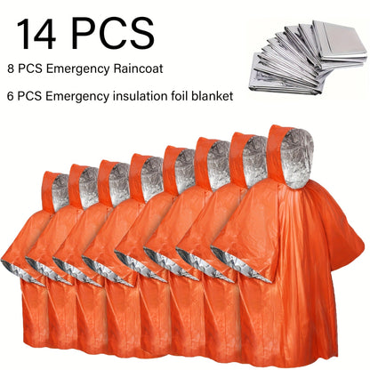 Emergency Rain Poncho 4 Pack & 14 Pack – Retains 90% Body Heat, Reusable Waterproof Raincoat for Men Women Adults