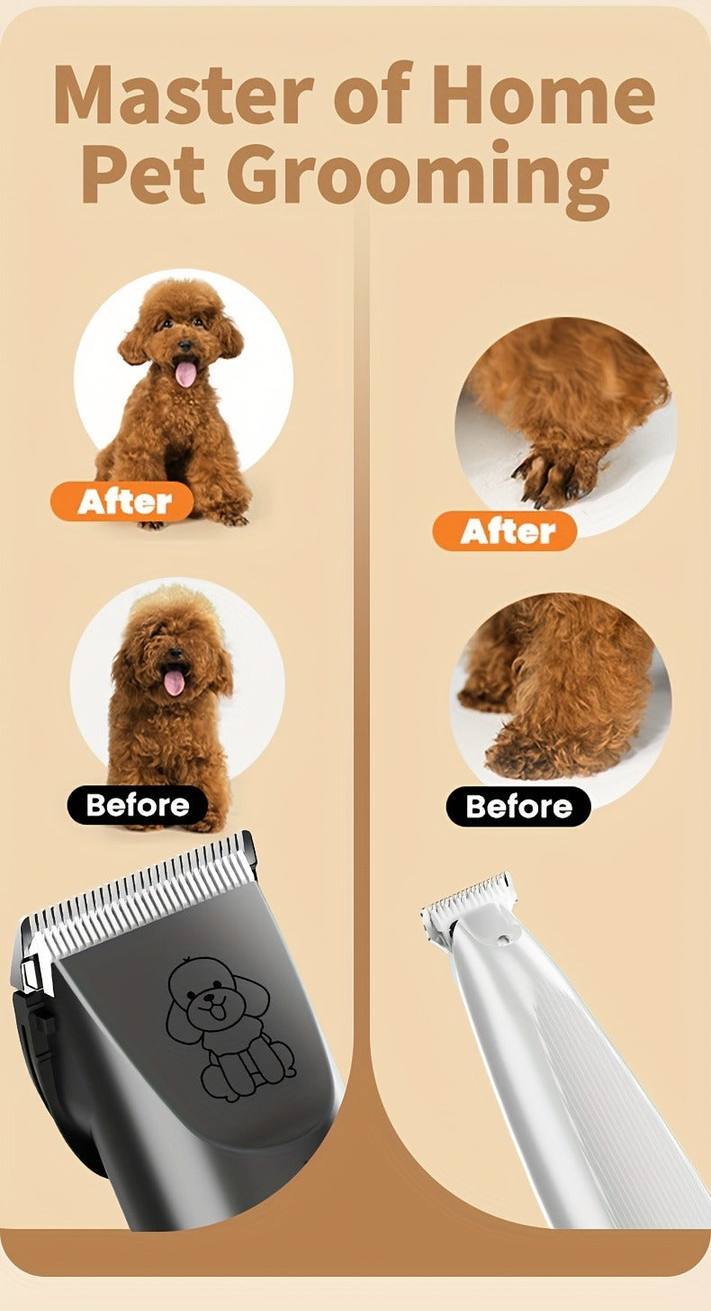 Pet Grooming Kit with Quiet Rechargeable Clippers – Cordless Electric Shaver & Complete Tool Set for Dogs and Cats