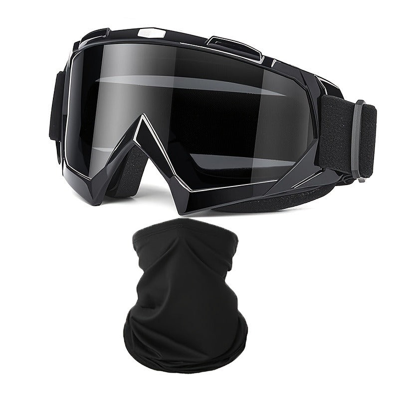 Ski Goggles Set with Black Headband – TPU Frame PC Lens Mirror Coating, Thick Foam Pad, Adjustable Strap, 28+ Color Styles