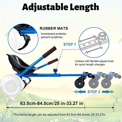 Hoverboard Go Kart Seat Attachment Kit for Kids 6.5"-10" Self Balancing Scooter Conversion Accessories with Off-Road Tires