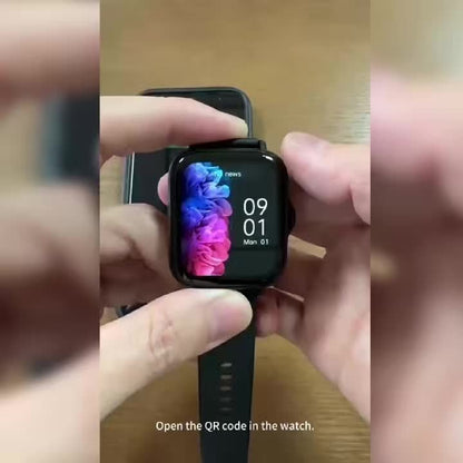 Smart Watch 1.83-Inch Touch Display with Bluetooth Calling, Music Control and Black Silicone Band