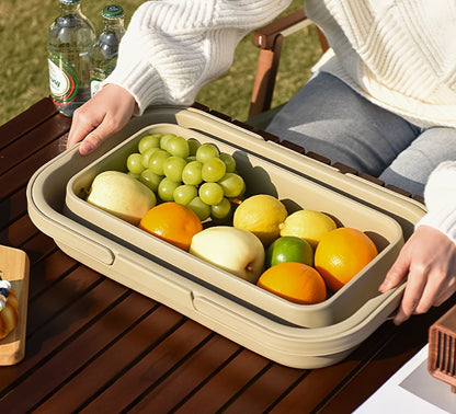 Picnic Basket Foldable with Detachable Table – Large Capacity Portable Camping Storage Basket with Handle