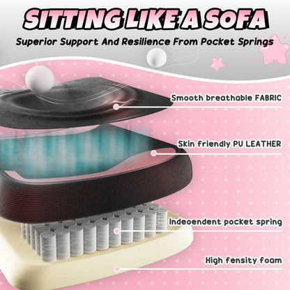 Cat Ear Gaming Chair Ergonomic Reclining Computer Chair with Footrest Paw Lumbar Cushion Wingback PC Game Chair for Girls Adults 300LBS Pink