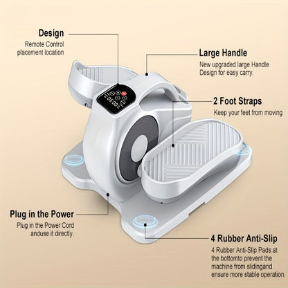 Under Desk Elliptical Machine – 12-Speed Electric Seated Leg Exerciser, Quiet & Portable Foot Pedal Trainer with Remote