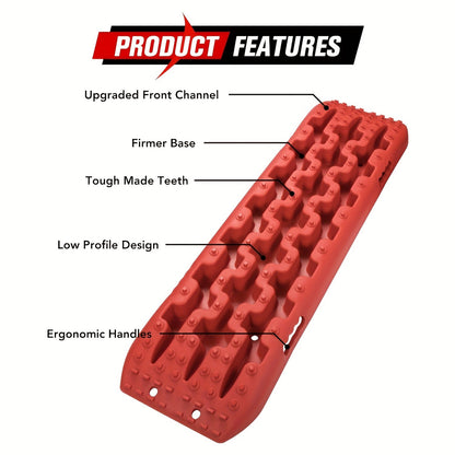 Off-Road Traction Boards Recovery Tracks 2-Pack – 10-Ton Capacity, 40”×11.8” PP Traction Mats for Sand, Mud & Snow