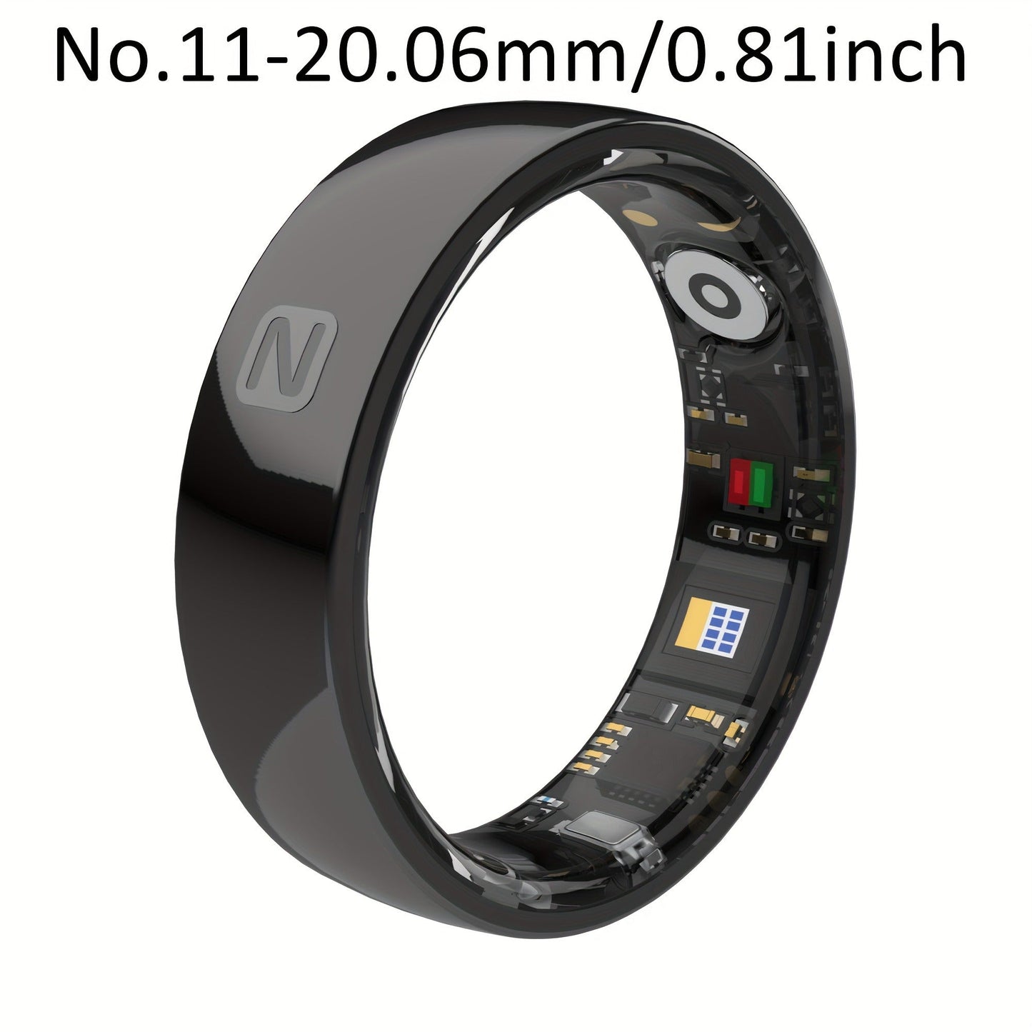 N-Style Smart Ring with Screenless Sensor Design, Charging Case, Black, Pink or White Finish and Sizes 7–13