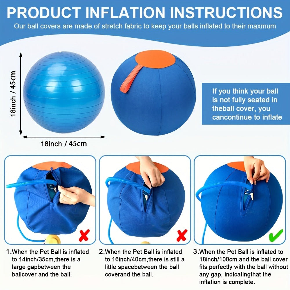 Horse Training Ball 21.7" Anti-Burst Silicone Grazing Ball with Cover & Hanging Belt for Horses Goats Dogs