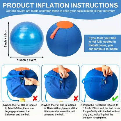 Horse Training Ball 21.7" Anti-Burst Silicone Grazing Ball with Cover & Hanging Belt for Horses Goats Dogs