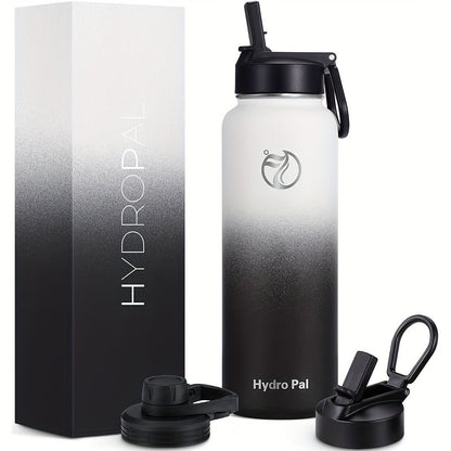 40oz HydroPal Water Bottle with Separate Straw and Chug Lids, Two Straws and 12 Color or Pattern Options