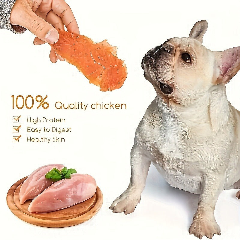 Chicken Jerky Treats for Dogs and Cats – High Protein Chicken Breast Slices, Grain-Free Dental Chews & Training Rewards for Puppies Kittens