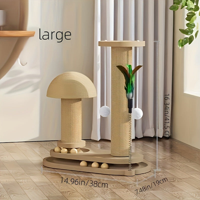Cat Scratching Post Sisal Vertical Scratcher – Solid Wood Base, Wear-Resistant Rope, Multiple Styles: Standard, Mushroom & Dolphin Shapes
