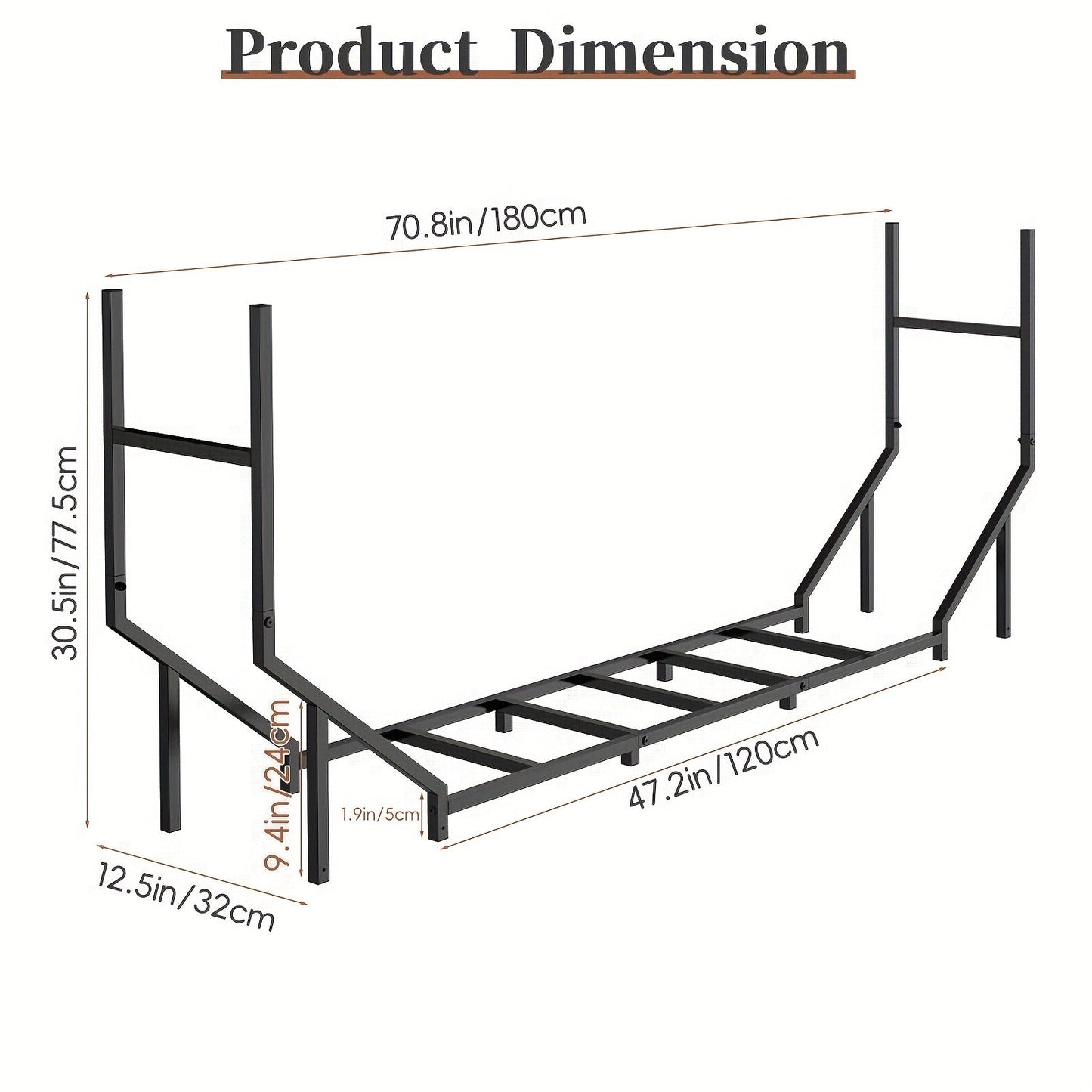 Firewood Rack Heavy Duty Adjustable – Outdoor & Indoor Log Holder with Cover, A-Frame Steel Wood Storage Stand for Fireplace, Patio, Cabin