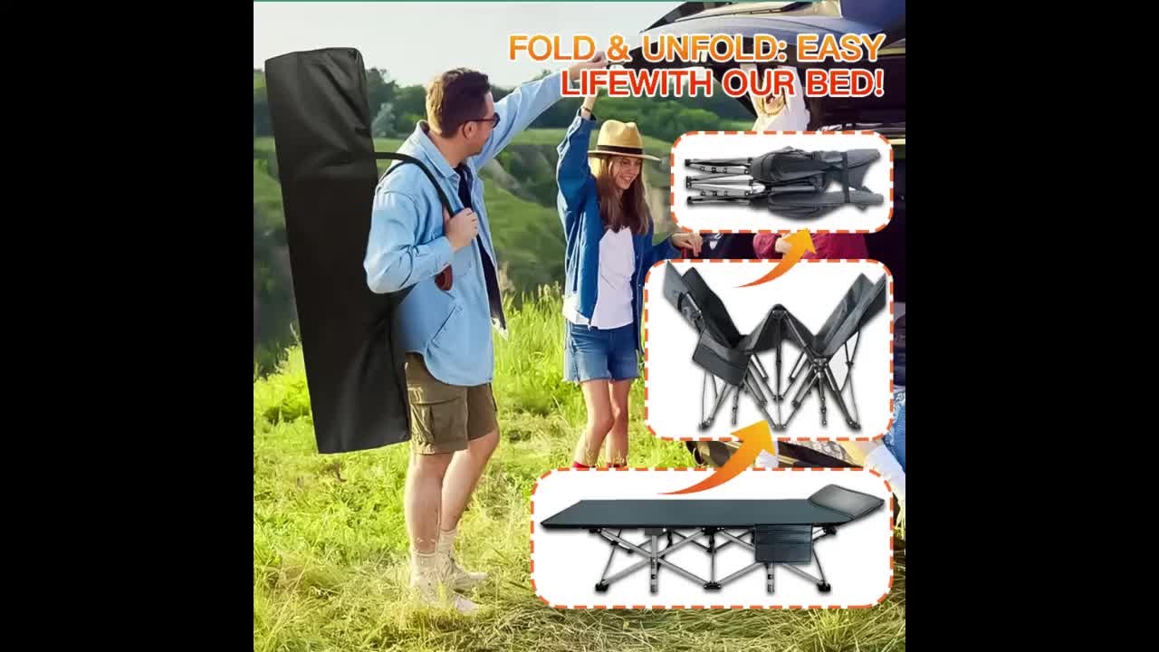 Heavy Duty Folding Bed 500 600 700 LBS Capacity Extra Large Portable Camping Cot Guest Bed with Optional Mattress Sturdy Steel Frame Flip-Up