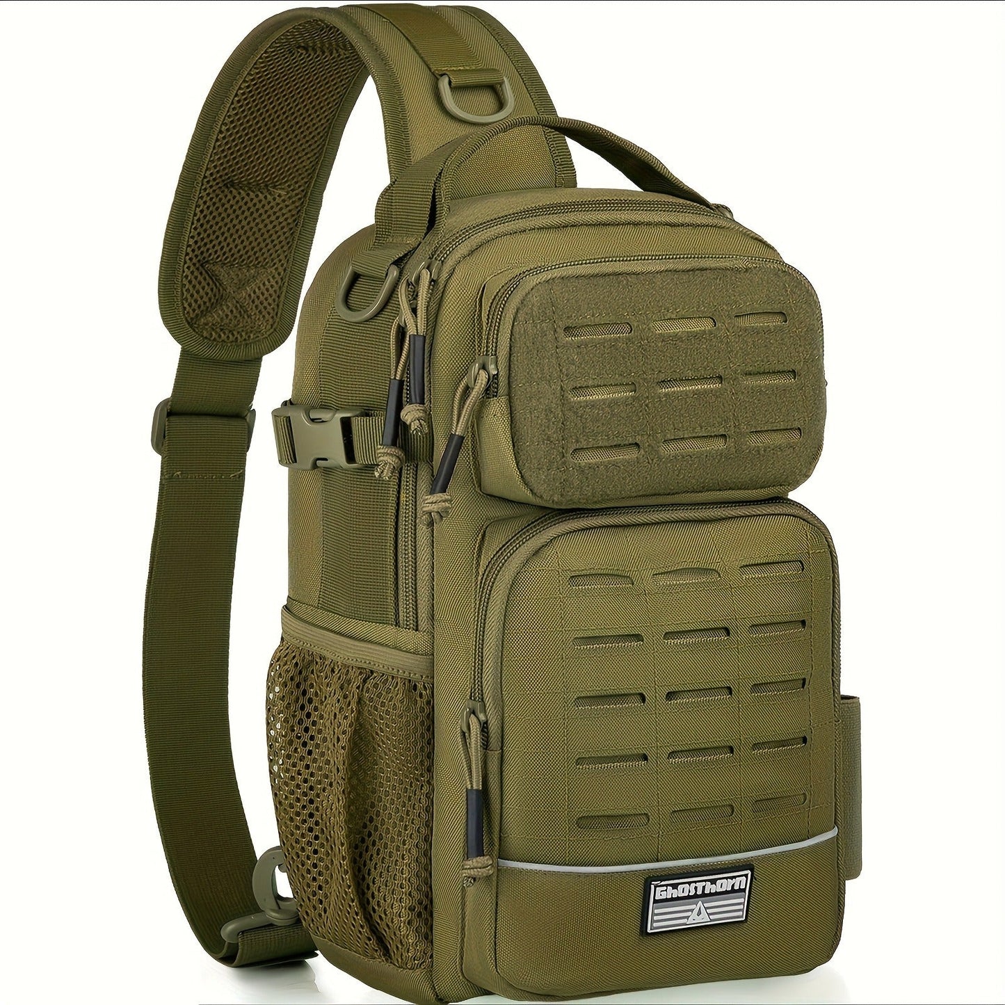 Camouflage Fishing Shoulder Bag with Zipper – Tactical Outdoor Gear Bag for Fishing Tackle, Hunting & Camping, Multi-Pocket Crossbody Bag