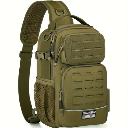 Camouflage Fishing Shoulder Bag with Zipper – Tactical Outdoor Gear Bag for Fishing Tackle, Hunting & Camping, Multi-Pocket Crossbody Bag