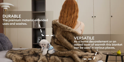 Faux Fur Throw Blanket 1060GSM Luxury – Super Soft Reversible Plush Mink Blanket for Bed Couch Sofa, Oversized Heavy Weight Cozy Blanket