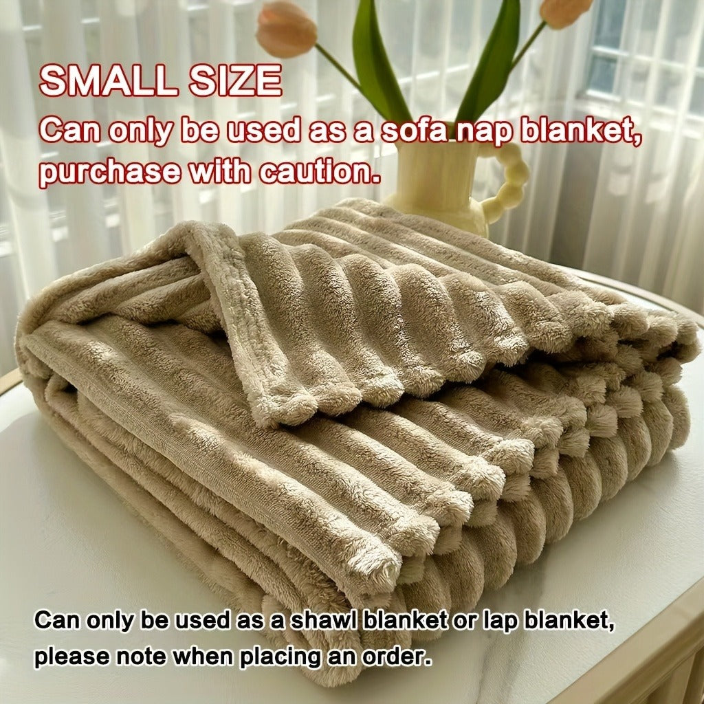 Fleece Blanket Double-Sided 3D Faux Rabbit Fur Throw – Ultra-Soft Thick 300-350g/m² for Home, Office, Travel & Camping