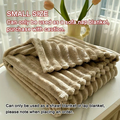 Fleece Blanket Double-Sided 3D Faux Rabbit Fur Throw – Ultra-Soft Thick 300-350g/m² for Home, Office, Travel & Camping