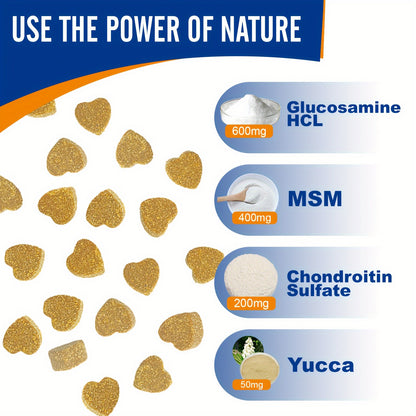 Dog Glucosamine Joint Supplement Chews 120ct | Chicken Flavor Soft Chews with Glucosamine, Chondroitin, MSM & Vitamins for Hip & Joint