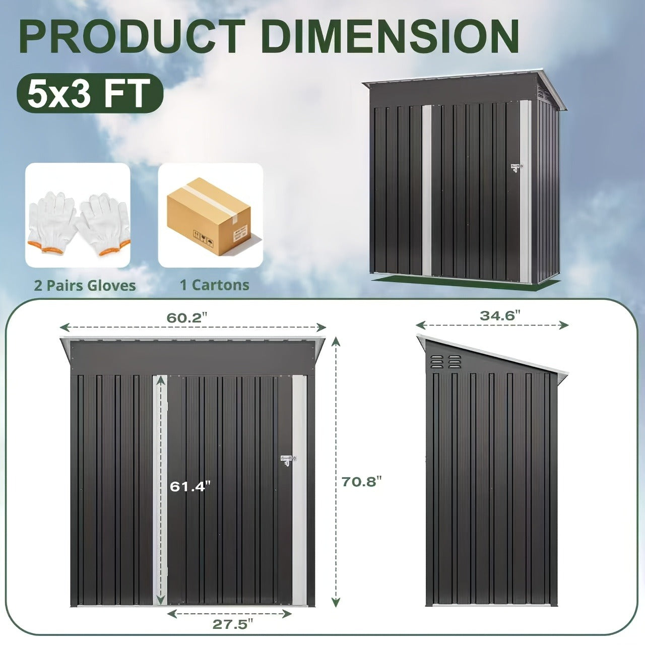 Polycarbonate Greenhouse Kit with Frame, for Garden, Patio and Yard Use, with the Listed Configuration