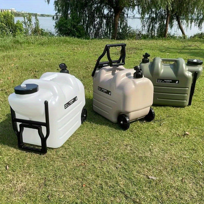 Portable Water Bucket with Wheels and Pull Rod 7.4 Gal 28L Large Capacity PE Square Water Container Collapsible Rolling Water Jug