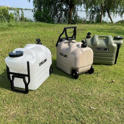 Portable Water Bucket with Wheels and Pull Rod 7.4 Gal 28L Large Capacity PE Square Water Container Collapsible Rolling Water Jug